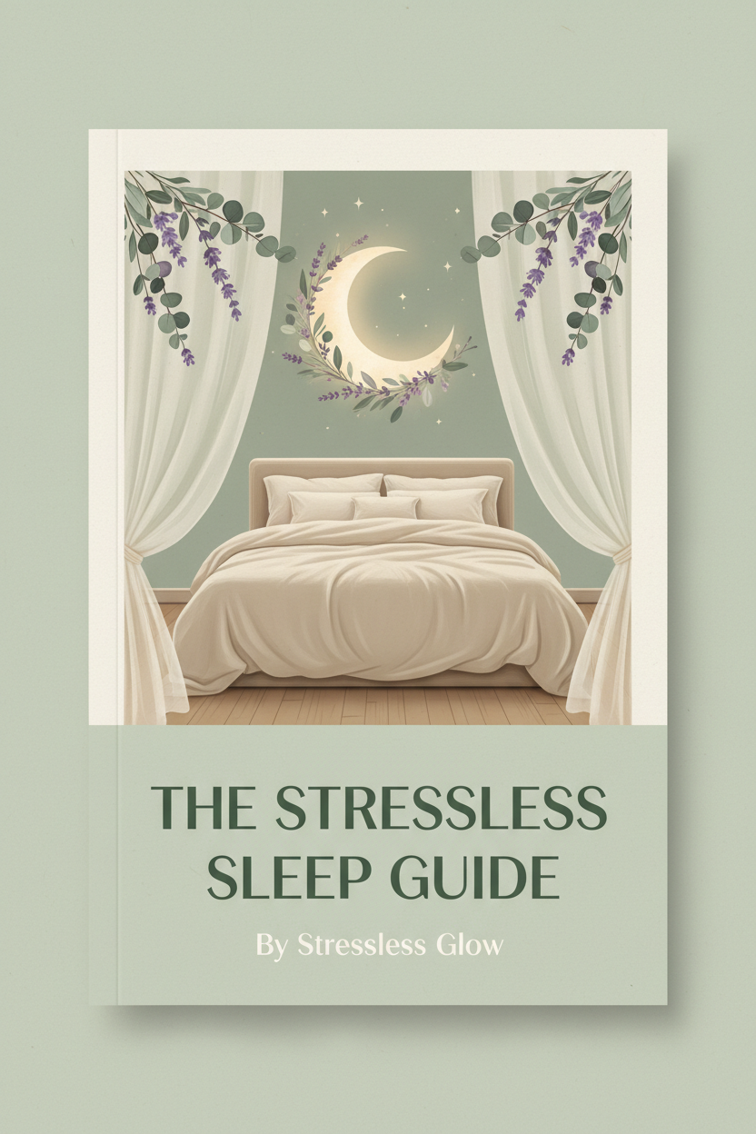 The Stressless Sleep Guide by Stressless Glow - sage green spa-inspired cover