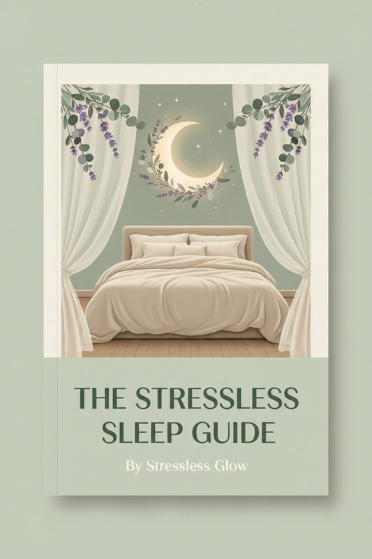 The Stressless Sleep Guide by Stressless Glow - sage green spa-inspired cover